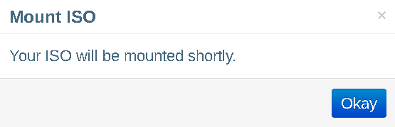Showing the message that appears after an ISO has been mounted
