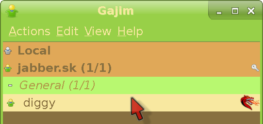 Entering the talk window in Gajim