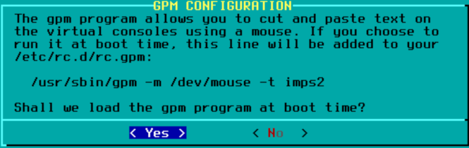 Choosing to start gpm at boot time
